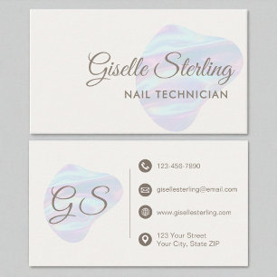 Nail Technician Iridescent Pearl Opal Abstract Business Card