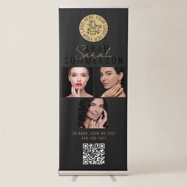 Nail Technician Logo Appointment Booking QR Code Retractable Banner (Front)