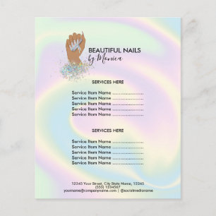 Nail Technician Mani Salon Holograph  Girly Modern Flyer