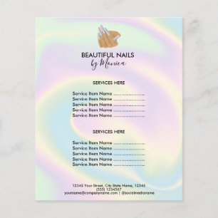 Nail Technician Mani Salon Holograph  Girly Modern Flyer