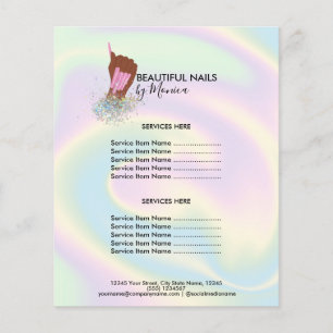 Nail Technician Mani Salon Holograph  Girly Modern Flyer