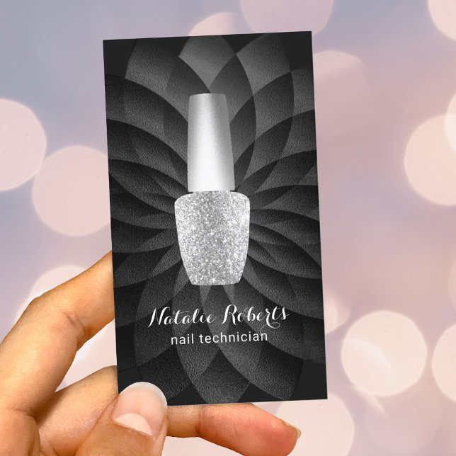 Nail Technician Manicurist Black Spiral Salon SPA Business Card (Creator Uploaded)