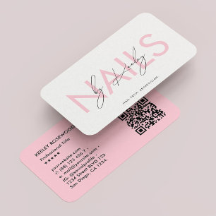Nail Technician Manicurist Pastel Pink White Business Card