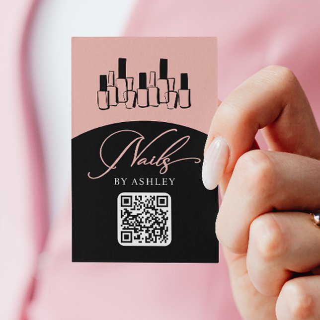 Nail Technician Modern QR Code Photo  Business Card (Creator Uploaded)