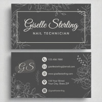 Nail Technician Moody Charcoal Grey Floral Modern