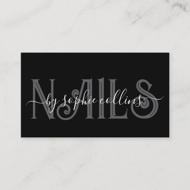 Nail Technician Nail Art Black Business Card (Front)