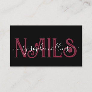 Nail Technician Nail Art Terracotta On Black Business Card