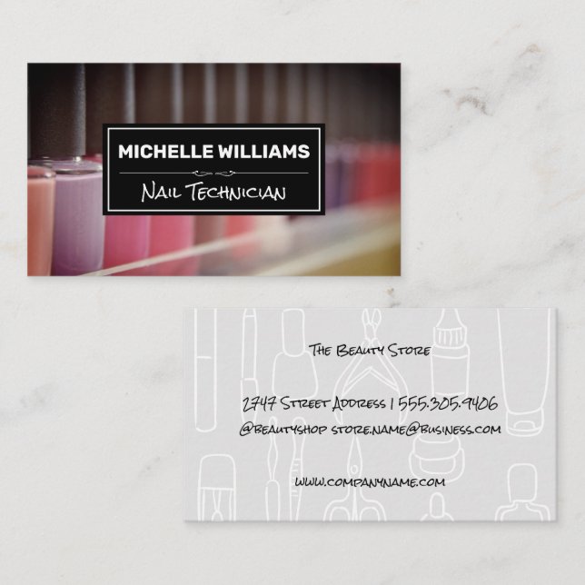 Nail Technician | Nail Polishes | Variety Colours Business Card (Front/Back)