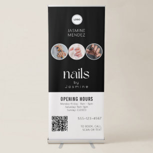 Nail Technician Opening Hours Logo QR Code 3 Photo Retractable Banner