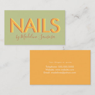 Nail Technician Orange Triple Lettering Business Card