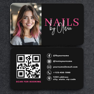 Nail Technician Photo QR Code Modern Business Card