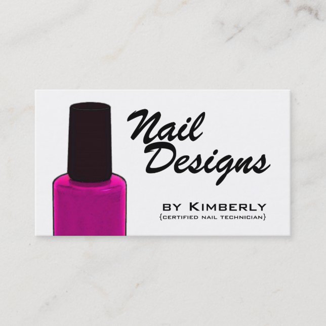 Nail Technician Pink Polish Business Cards (Front)