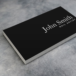 Nail Technician Plain Black Manicurist Business Card