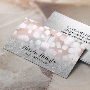 Nail Technician Polish Manicurist Silver Salon Business Card
