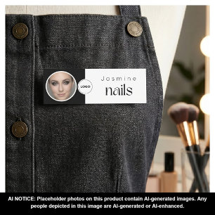Nail Technician Professional Photo Qr Black White Name Tag