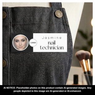Nail Technician Professional Photo Qr Black White Name Tag