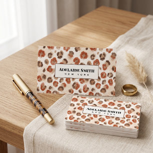 Nail Technician QR CODE Animal Skin Leopard Spot Business Card