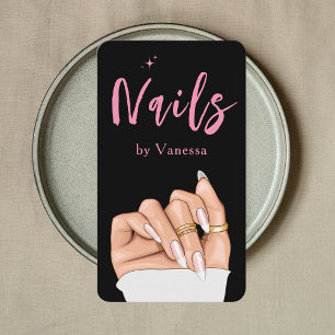 Nail Technician Qr Code Nails Art Salon Black Pink Business Card