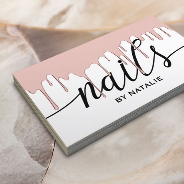 Nail Technician Rose Gold Dripping Manicurist Business Card (Creator Uploaded)