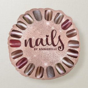 Nail Technician Rose Gold Personalised   Round Cushion