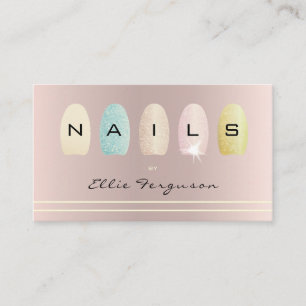 Nail Technician Salon Glitter Ombre Rose Gold Business Card