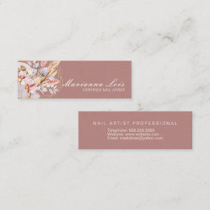 Nail Technician Salon Gold Bohemian Florals Mini Business Card