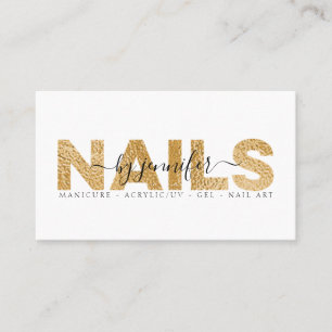 Nail Technician Salon Gold Metallic Elegant Business Card