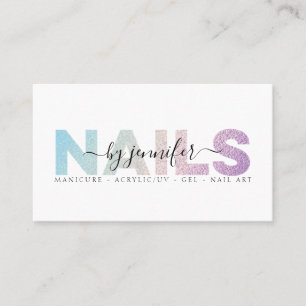Nail Technician Salon Holographic Iridescent Glam Business Card
