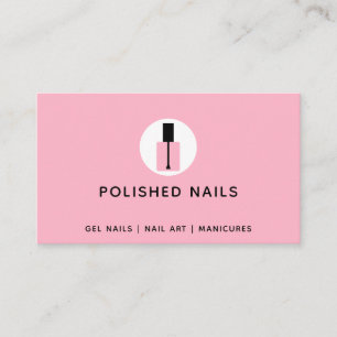 Nail Technician Salon Pink & Black Polish Bottle Business Card