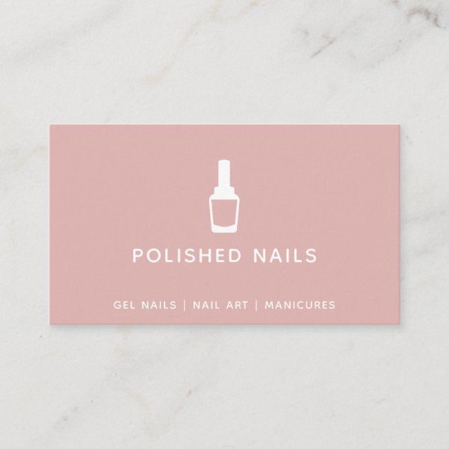Nail Technician Salon Polish Bottle Dusty Pink Business Card (Front)