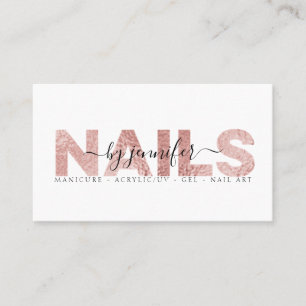 Nail Technician Salon Rose Gold Metallic Elegant Business Card