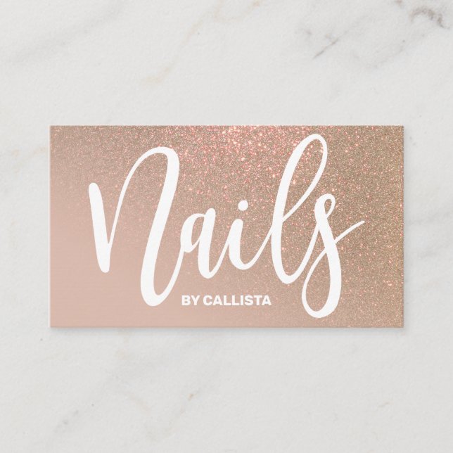 Nail Technician Taupe Gold Glitter Typography Business Card (Front)