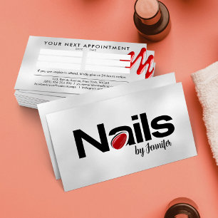 Nail Technician - Text Logo art with Appointment Business Card