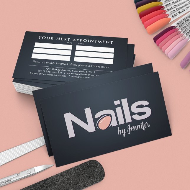 Nail Technician - Text Logo art with Appointment Business Card (Creator Uploaded)
