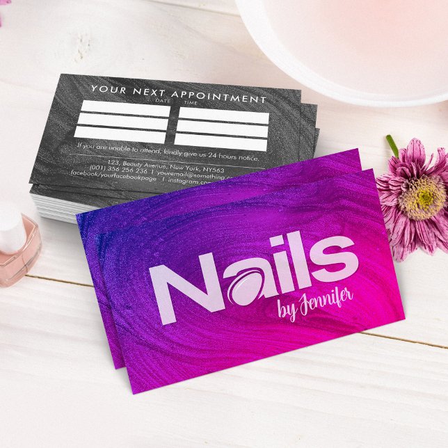 Nail Technician - Text Logo art with Appointment Business Card (Creator Uploaded)