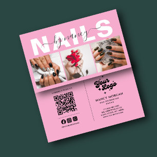 Nail Technician Typography Photo Qr Code Logo Business Card