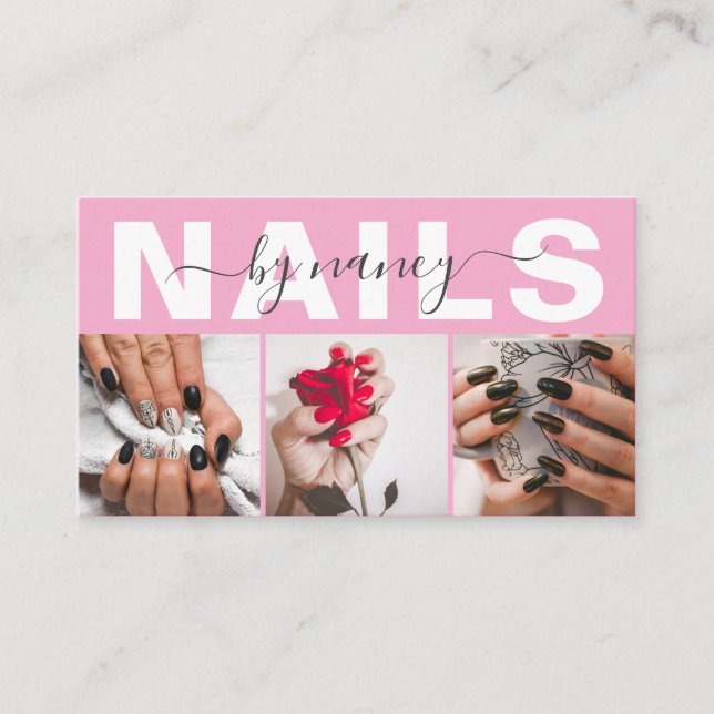 Nail Technician Typography Photo Qr Code Logo  Business Card (Front)