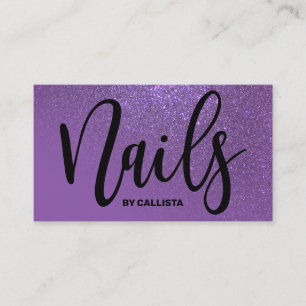 Nail Technician Violet Purple Glitter Typography Business Card