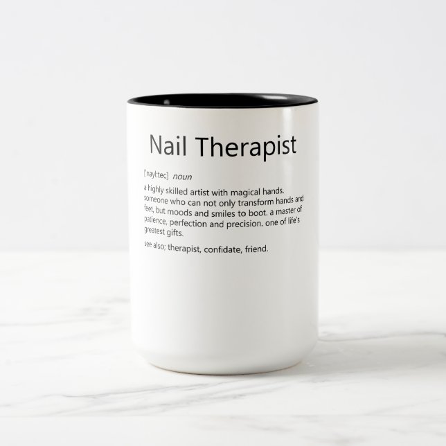 Nail Therapist Definition Nail Tech Nail Two-Tone Coffee Mug (Center)