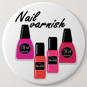 Nail varnish nail polish cartoon pink red coral il 6 cm round badge