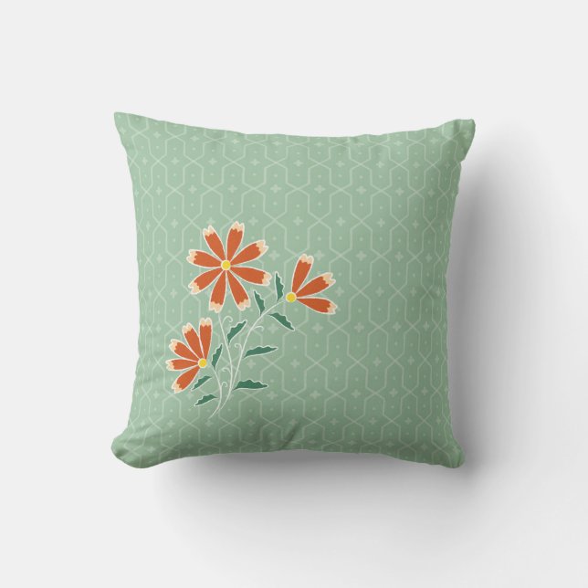 Naila Floral Batik 2 Square Throw Pillow (Front)
