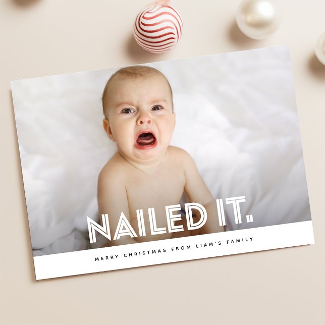 Nailed It Cute Funny Family Kids Christmas Photo Holiday Card (Creator Uploaded)
