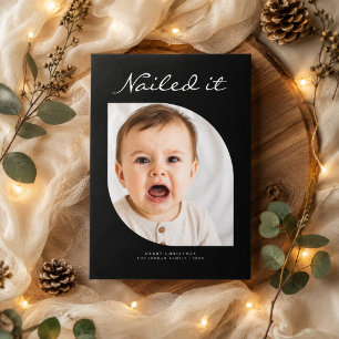 Nailed It Elegant Funny Cute Baby Christmas Photo Holiday Card
