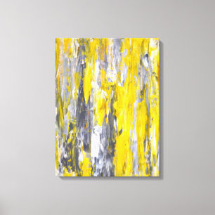 'Nailed It' Grey and Yellow Abstract Art Canvas Print