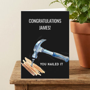 Nailed It Minimalist Hammer Nail Congratulations Card