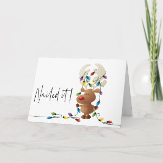 Nailed it, Moose Tangled Lights Christmas Card
