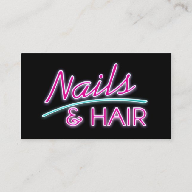 Nails and Hair Neon Business Cards (Front)