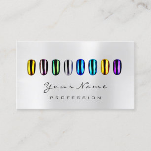 Nails Art Glitter Glam Metallic Blue Silver Grey Business Card