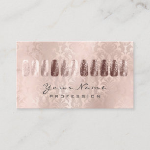 Nails Art Glitter Metallic Glam Blush Rose Damask Business Card