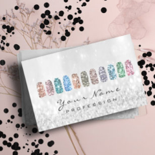 Nails Art Glitter Metallic Glam Pink Silver Grey Business Card